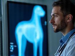 Vet reviewing digital X-ray scan