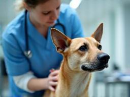 Dog being examined by a veterinary surgeon